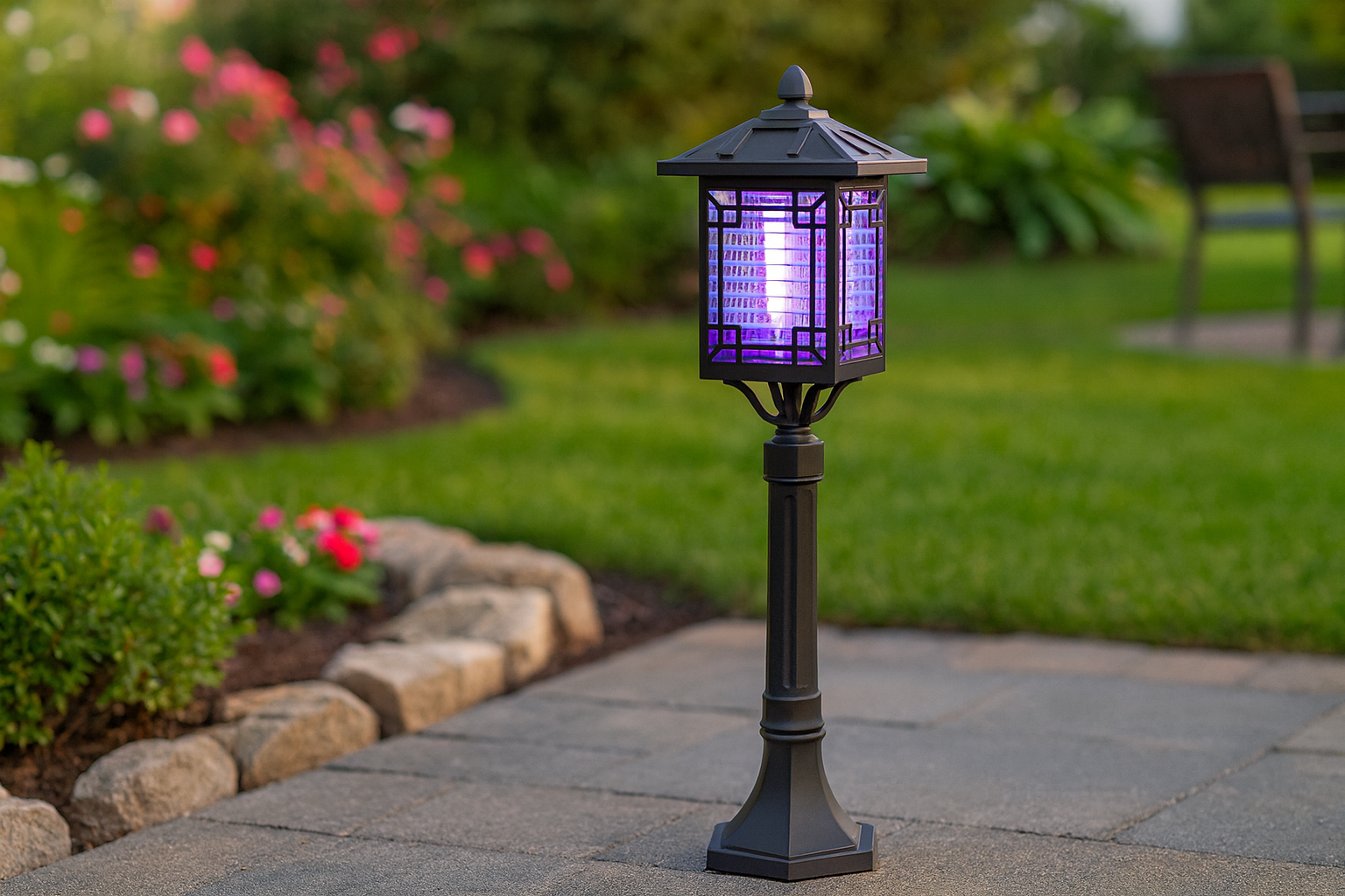 Lampe anti-moustique solaire sur pied